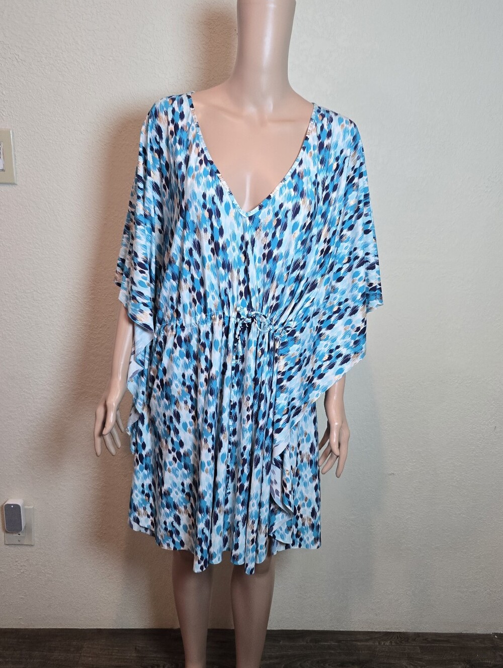 La Blanca swim coverup size 2X caftan blue gold - Picture 3 of 9